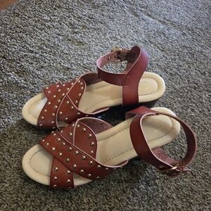 Womens Block Heeled Sandals with Studded Design